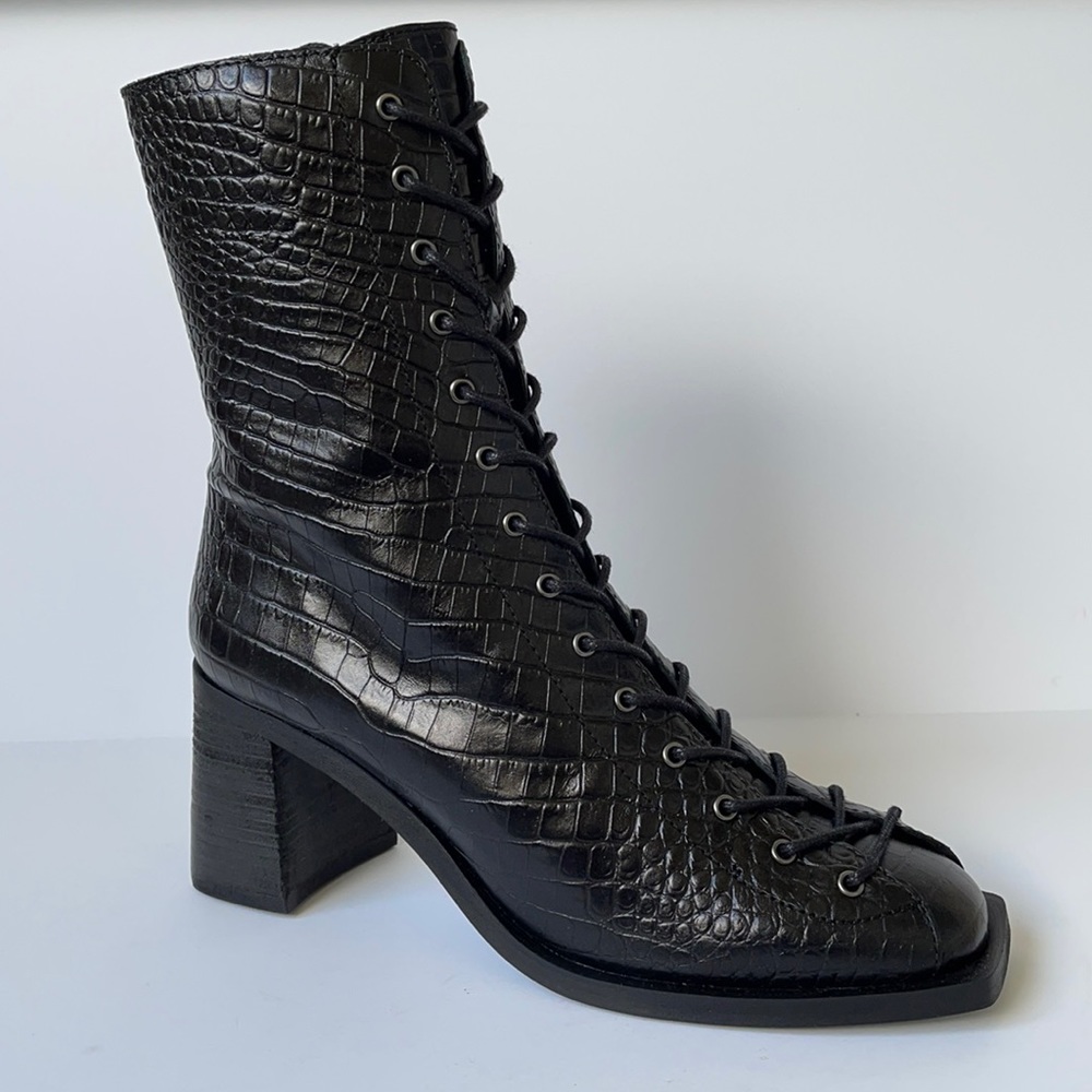 Free People Margaux Croc Embossed Leather Booties - Picture 2 of 10